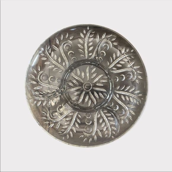 VINTAGE | Pressed Crystal Glass Platter - Picture 1 of 2